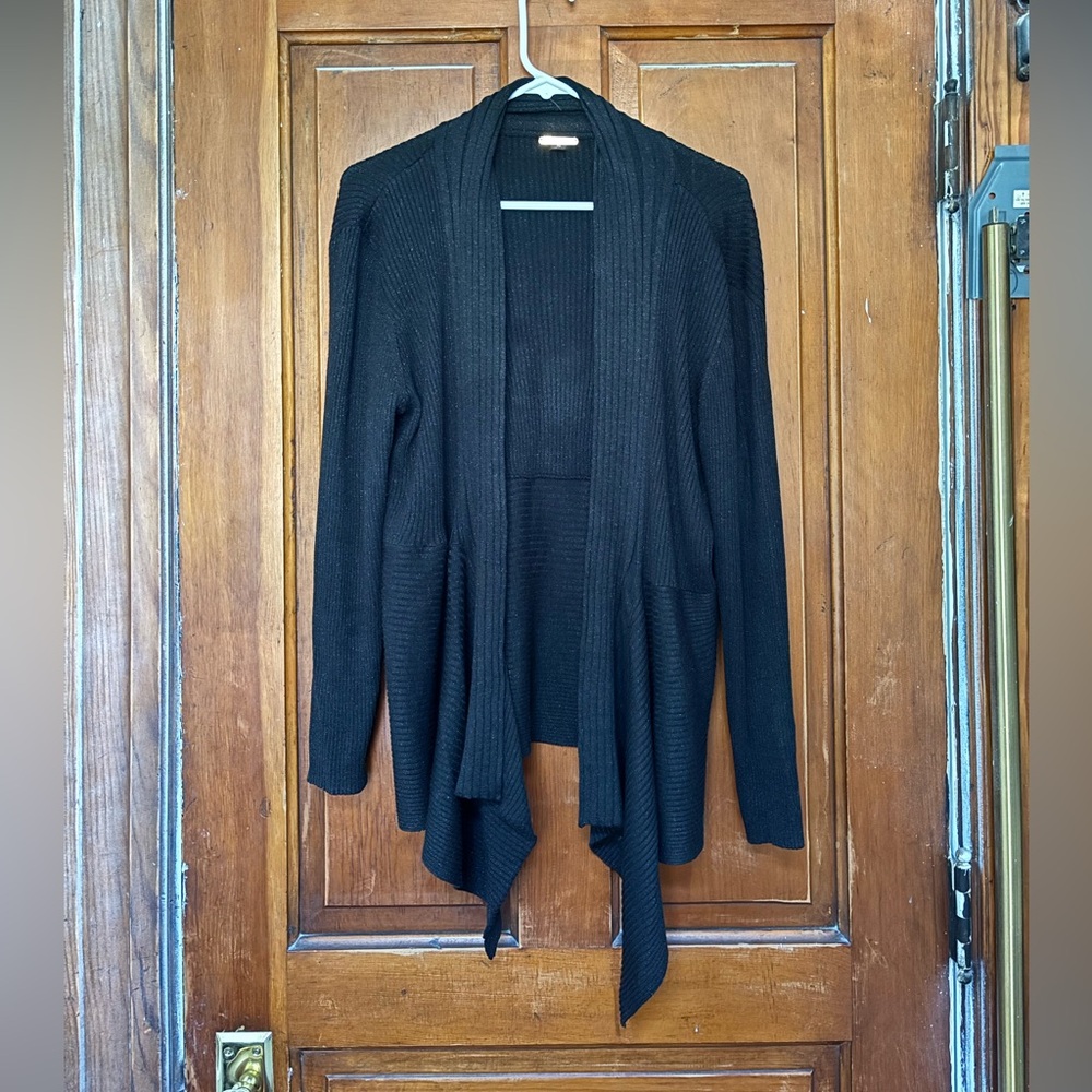 Dana Buchman Black Waterfall Cardigan Sweater
